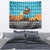 Afghanistan Christmas Tapestry with Santa on Flying Carpet Mosque Camels and Desert Sunset Design - Wonder Print Shop