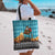 Afghanistan Christmas Tote Bag with Santa on Flying Carpet Mosque Camels and Desert Sunset Design - Wonder Print Shop
