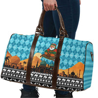 Afghanistan Christmas Travel Bag with Santa on Flying Carpet Mosque Camels and Desert Sunset Design - Wonder Print Shop
