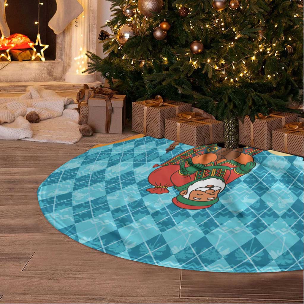 Afghanistan Christmas Tree Skirt with Santa on Flying Carpet Mosque Camels and Desert Sunset Design - Wonder Print Shop