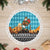 Afghanistan Christmas Tree Skirt with Santa on Flying Carpet Mosque Camels and Desert Sunset Design - Wonder Print Shop