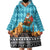 Afghanistan Christmas Wearable Blanket Hoodie with Santa on Flying Carpet Mosque Camels and Desert Sunset Design - Wonder Print Shop