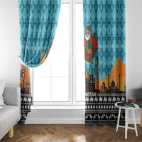 Afghanistan Christmas Window Curtain with Santa on Flying Carpet Mosque Camels and Desert Sunset Design - Wonder Print Shop
