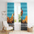 Afghanistan Christmas Window Curtain with Santa on Flying Carpet Mosque Camels and Desert Sunset Design - Wonder Print Shop