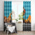 Afghanistan Christmas Window Curtain with Santa on Flying Carpet Mosque Camels and Desert Sunset Design - Wonder Print Shop