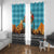 Afghanistan Christmas Window Curtain with Santa on Flying Carpet Mosque Camels and Desert Sunset Design - Wonder Print Shop