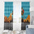 Afghanistan Christmas Window Curtain with Santa on Flying Carpet Mosque Camels and Desert Sunset Design - Wonder Print Shop
