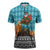 Afghanistan Christmas Zipper Polo Shirt with Santa on Flying Carpet Mosque Camels and Desert Sunset Design - Wonder Print Shop