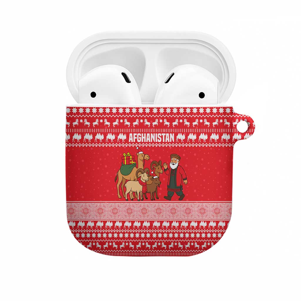 Afghanistan Christmas AirPods Case with Santa Camels Sheep Traditional Pattern and Festive Design - Wonder Print Shop