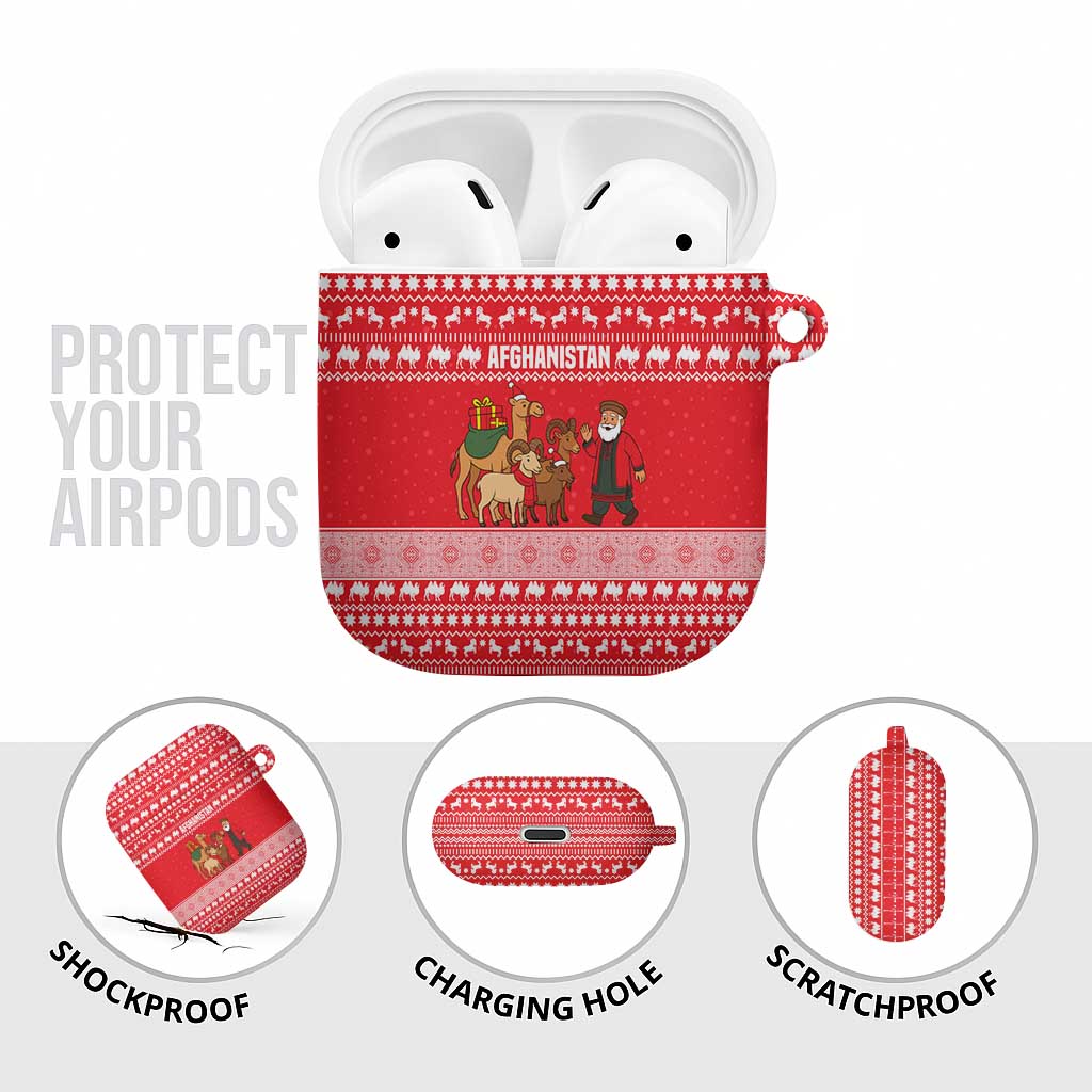 Afghanistan Christmas AirPods Case with Santa Camels Sheep Traditional Pattern and Festive Design - Wonder Print Shop