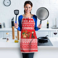 Afghanistan Christmas Apron with Santa Camels Sheep Traditional Pattern and Festive Design - Wonder Print Shop