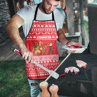 Afghanistan Christmas Apron with Santa Camels Sheep Traditional Pattern and Festive Design - Wonder Print Shop