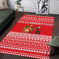 Afghanistan Christmas Area Rug with Santa Camels Sheep Traditional Pattern and Festive Design - Wonder Print Shop
