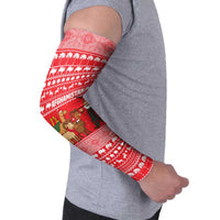 Afghanistan Christmas Arm Sleeves with Santa Camels Sheep Traditional Pattern and Festive Design - Wonder Print Shop