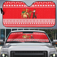 Afghanistan Christmas Auto Sun Shade with Santa Camels Sheep Traditional Pattern and Festive Design - Wonder Print Shop