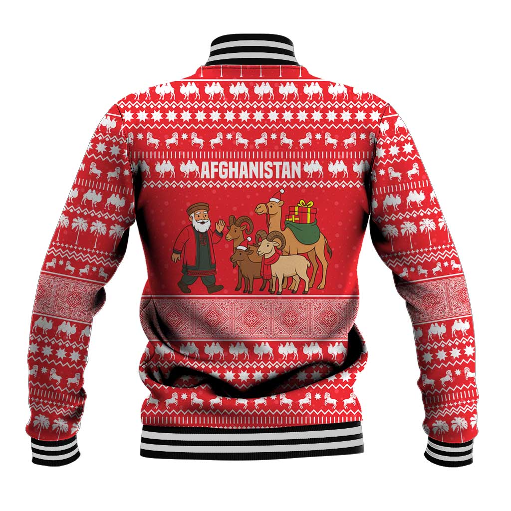 Afghanistan Christmas Baseball Jacket with Santa Camels Sheep Traditional Pattern and Festive Design - Wonder Print Shop