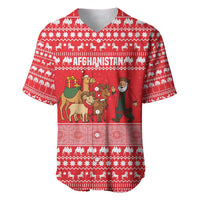 Afghanistan Christmas Baseball Jersey with Santa Camels Sheep Traditional Pattern and Festive Design - Wonder Print Shop