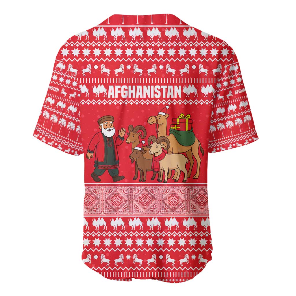 Afghanistan Christmas Baseball Jersey with Santa Camels Sheep Traditional Pattern and Festive Design - Wonder Print Shop
