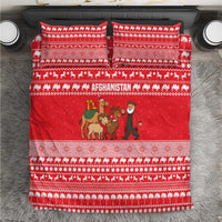 Afghanistan Christmas Bedding Set with Santa Camels Sheep Traditional Pattern and Festive Design - Wonder Print Shop