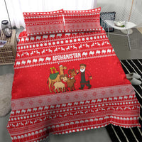 Afghanistan Christmas Bedding Set with Santa Camels Sheep Traditional Pattern and Festive Design - Wonder Print Shop