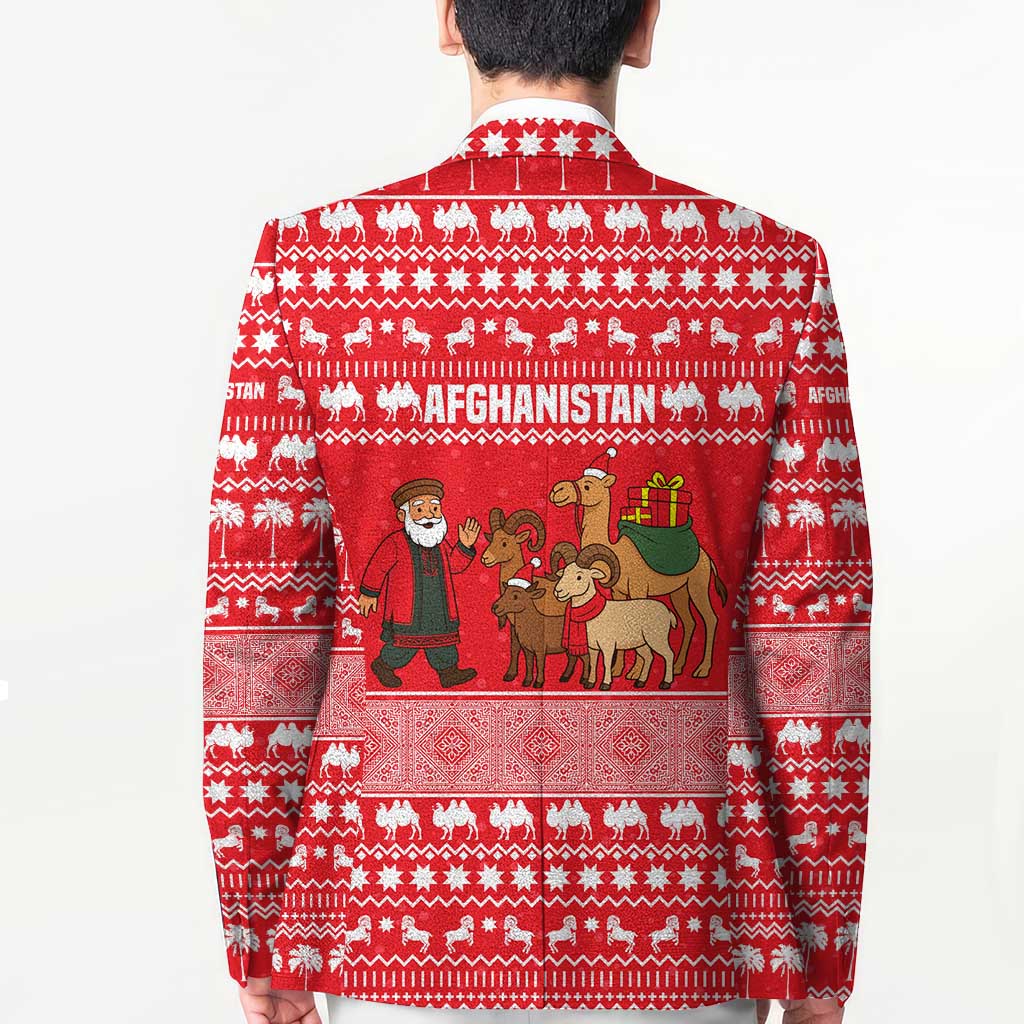 Afghanistan Christmas Blazer with Santa Camels Sheep Traditional Pattern and Festive Design - Wonder Print Shop