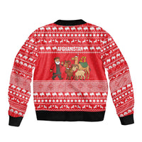Afghanistan Christmas Bomber Jacket with Santa Camels Sheep Traditional Pattern and Festive Design - Wonder Print Shop