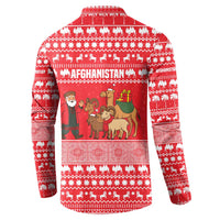 Afghanistan Christmas Button Sweatshirt with Santa Camels Sheep Traditional Pattern and Festive Design - Wonder Print Shop