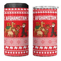 Afghanistan Christmas 4 in 1 Can Cooler Tumbler with Santa Camels Sheep Traditional Pattern and Festive Design - Wonder Print Shop