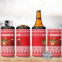 Afghanistan Christmas 4 in 1 Can Cooler Tumbler with Santa Camels Sheep Traditional Pattern and Festive Design - Wonder Print Shop