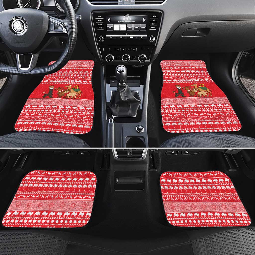 Afghanistan Christmas Car Mats with Santa Camels Sheep Traditional Pattern and Festive Design - Wonder Print Shop