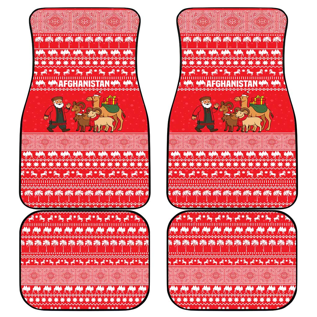 Afghanistan Christmas Car Mats with Santa Camels Sheep Traditional Pattern and Festive Design - Wonder Print Shop