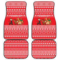 Afghanistan Christmas Car Mats with Santa Camels Sheep Traditional Pattern and Festive Design - Wonder Print Shop