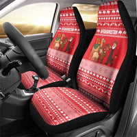 Afghanistan Christmas Car Seat Cover with Santa Camels Sheep Traditional Pattern and Festive Design - Wonder Print Shop