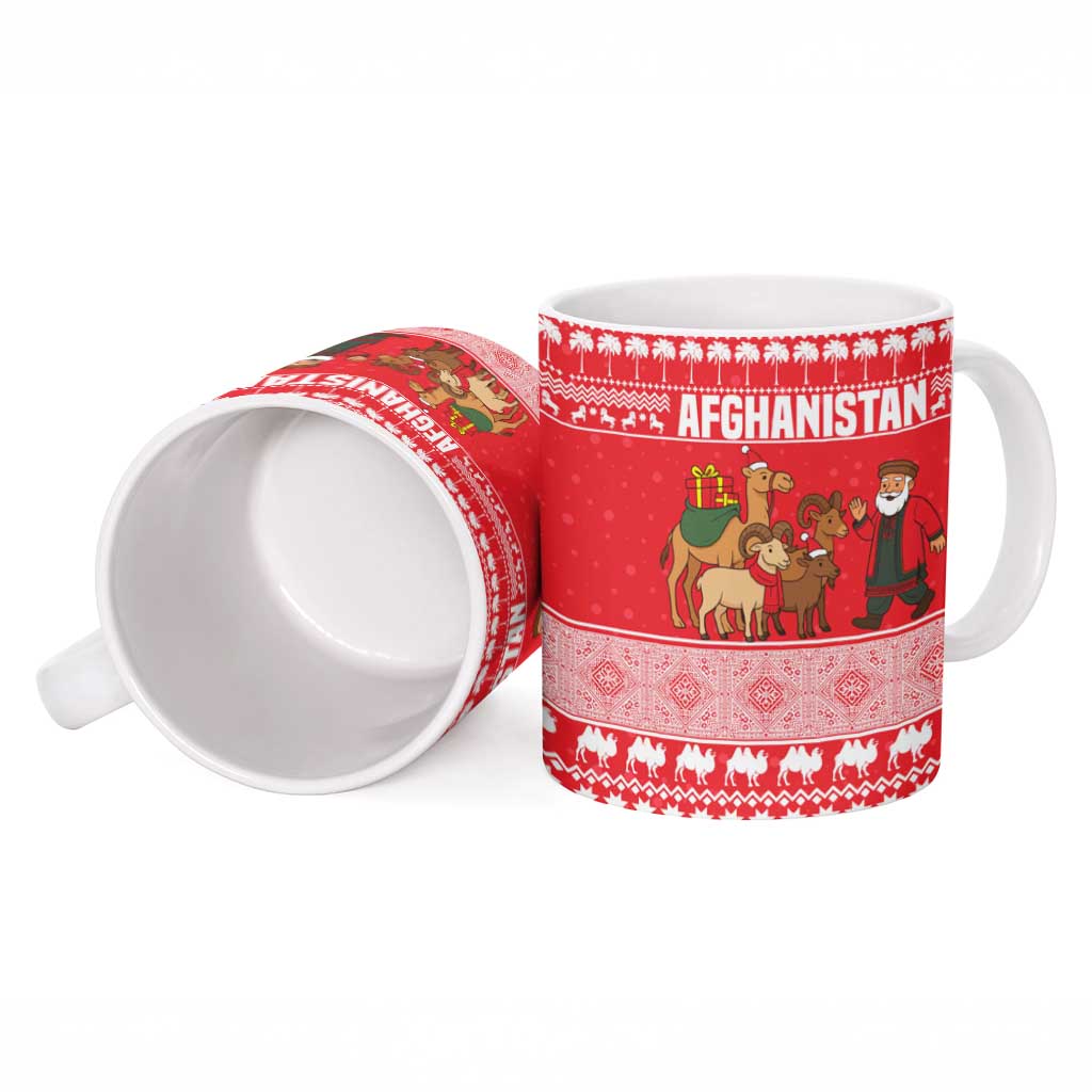 Afghanistan Christmas Ceramic Mug with Santa Camels Sheep Traditional Pattern and Festive Design - Wonder Print Shop