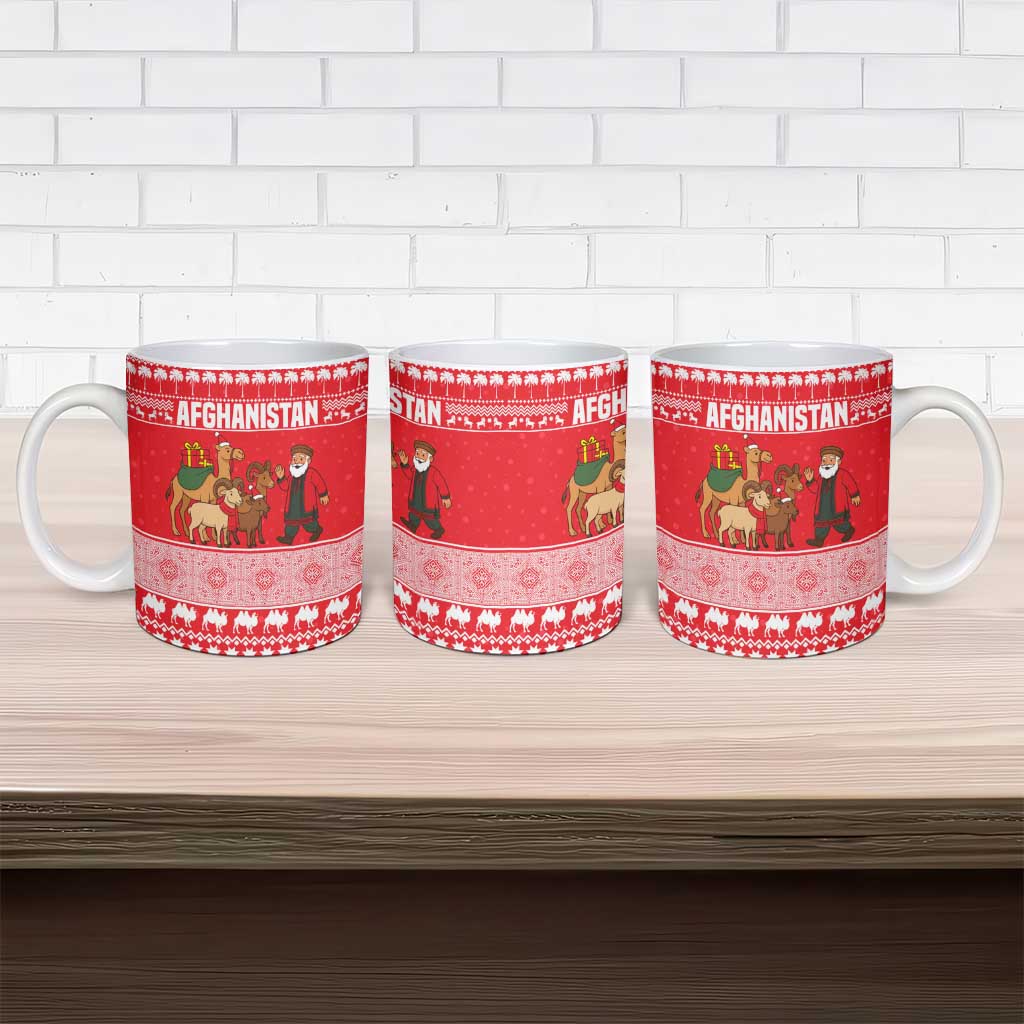 Afghanistan Christmas Ceramic Mug with Santa Camels Sheep Traditional Pattern and Festive Design - Wonder Print Shop