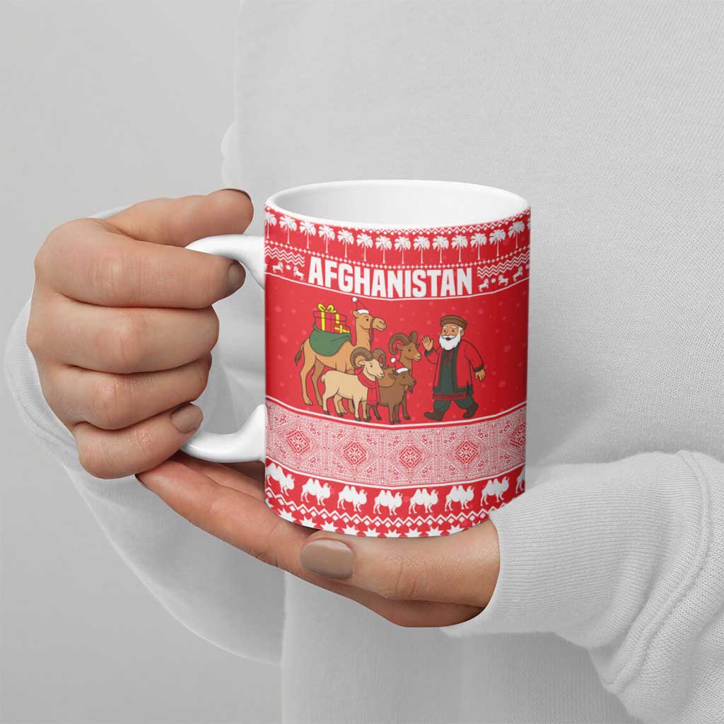Afghanistan Christmas Ceramic Mug with Santa Camels Sheep Traditional Pattern and Festive Design - Wonder Print Shop