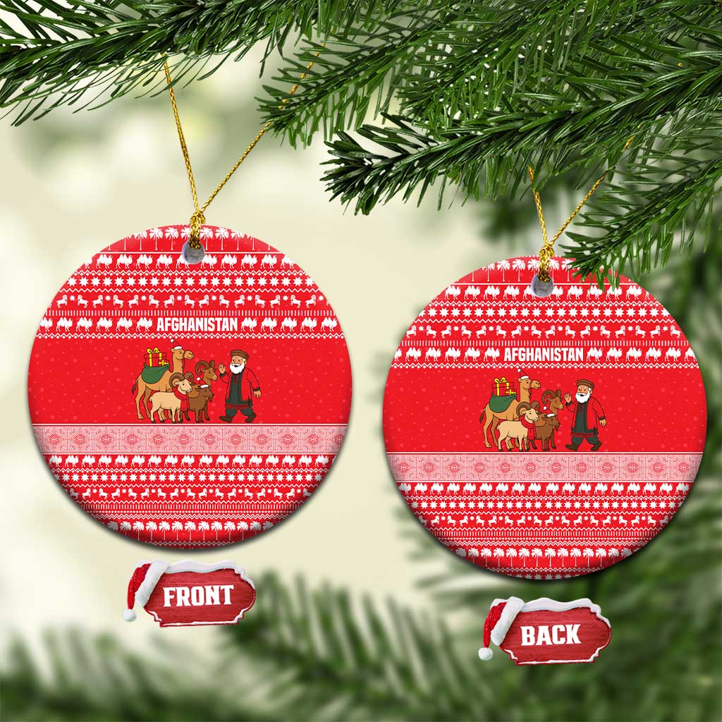Afghanistan Christmas Ceramic Ornament with Santa Camels Sheep Traditional Pattern and Festive Design - Wonder Print Shop