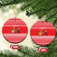 Afghanistan Christmas Ceramic Ornament with Santa Camels Sheep Traditional Pattern and Festive Design - Wonder Print Shop