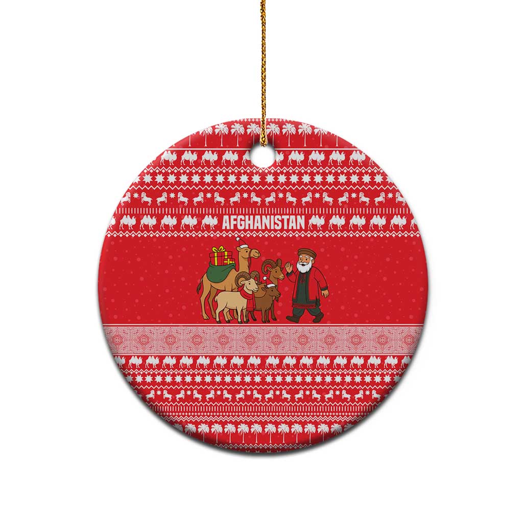 Afghanistan Christmas Ceramic Ornament with Santa Camels Sheep Traditional Pattern and Festive Design - Wonder Print Shop
