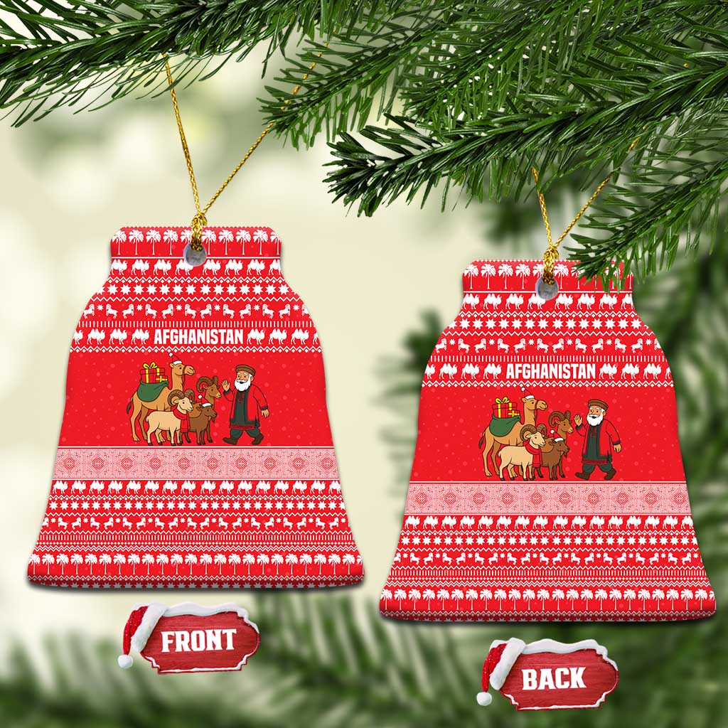 Afghanistan Christmas Ceramic Ornament with Santa Camels Sheep Traditional Pattern and Festive Design - Wonder Print Shop
