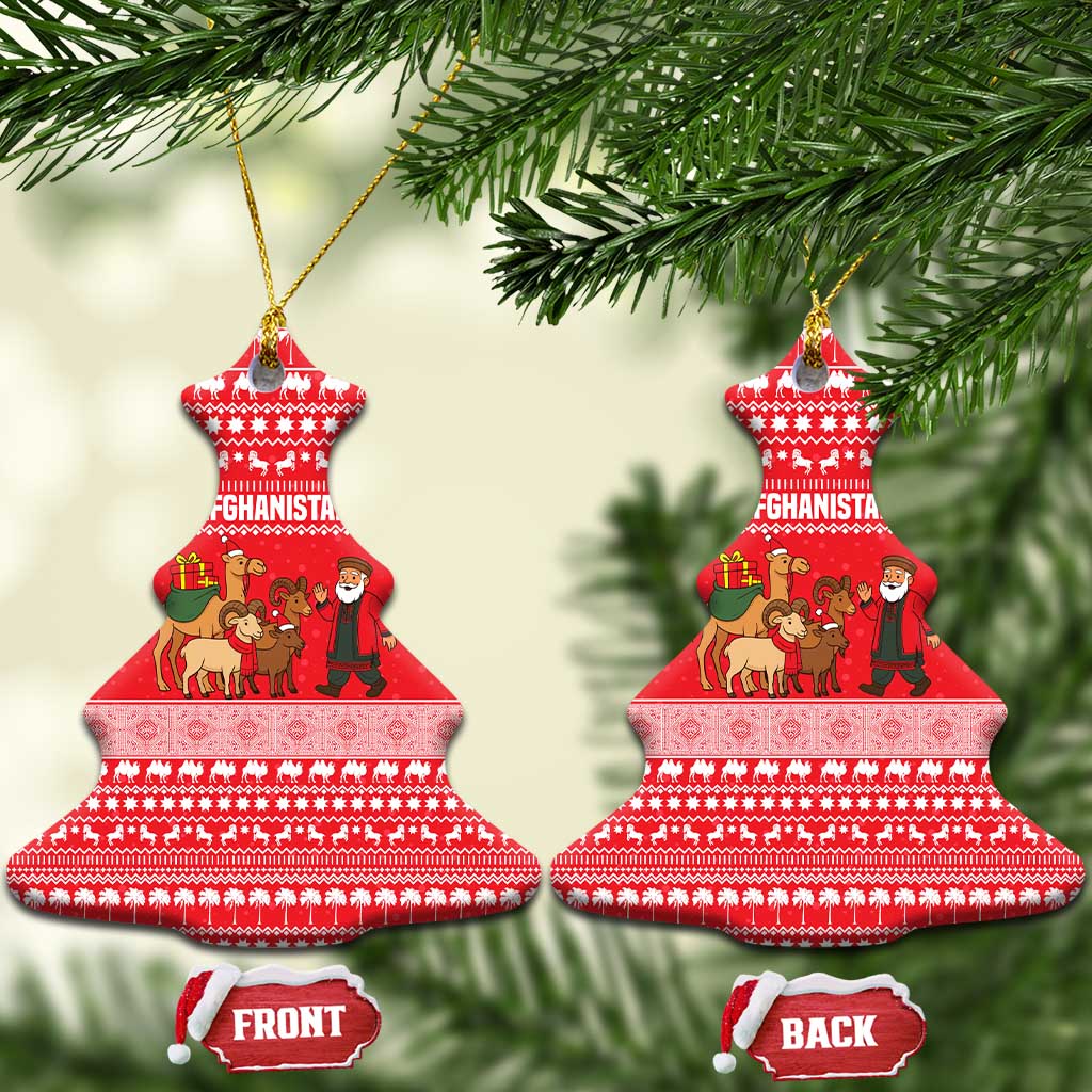 Afghanistan Christmas Ceramic Ornament with Santa Camels Sheep Traditional Pattern and Festive Design - Wonder Print Shop