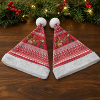 Afghanistan Christmas Santa Hat with Santa Camels Sheep Traditional Pattern and Festive Design - Wonder Print Shop