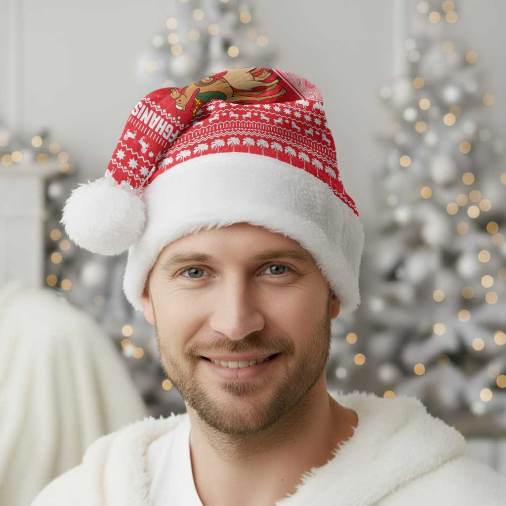 Afghanistan Christmas Santa Hat with Santa Camels Sheep Traditional Pattern and Festive Design - Wonder Print Shop