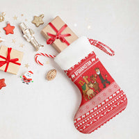 Afghanistan Christmas Stocking with Santa Camels Sheep Traditional Pattern and Festive Design - Wonder Print Shop