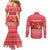Afghanistan Christmas Couples Matching Mermaid Dress and Long Sleeve Button Shirt with Santa Camels Sheep Traditional Pattern and Festive Design - Wonder Print Shop