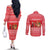 Afghanistan Christmas Couples Matching Off The Shoulder Long Sleeve Dress and Long Sleeve Button Shirt with Santa Camels Sheep Traditional Pattern and Festive Design - Wonder Print Shop
