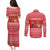 Afghanistan Christmas Couples Matching Puletasi and Long Sleeve Button Shirt with Santa Camels Sheep Traditional Pattern and Festive Design - Wonder Print Shop