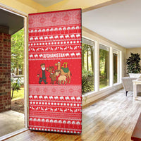Afghanistan Christmas Door Cover with Santa Camels Sheep Traditional Pattern and Festive Design - Wonder Print Shop