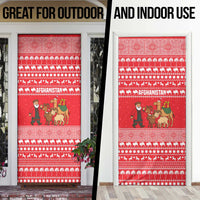 Afghanistan Christmas Door Cover with Santa Camels Sheep Traditional Pattern and Festive Design - Wonder Print Shop