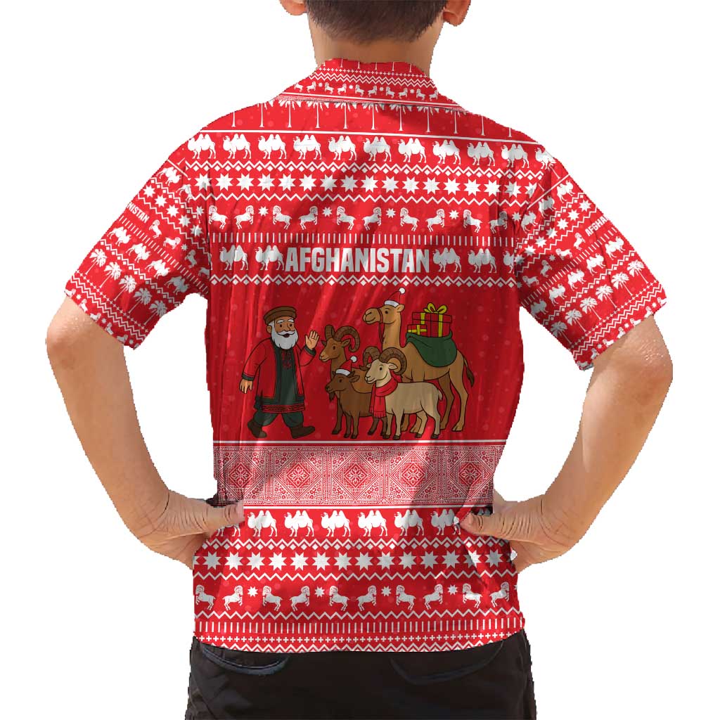 Afghanistan Christmas Family Matching Long Sleeve Bodycon Dress and Hawaiian Shirt with Santa Camels Sheep Traditional Pattern and Festive Design - Wonder Print Shop